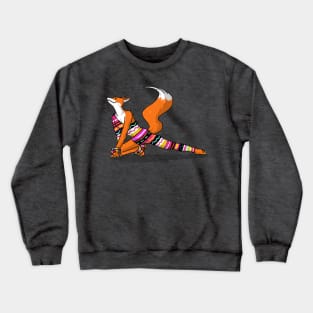 Let's dance! Dancing fox in David-bowie-inspired attire illustration Crewneck Sweatshirt